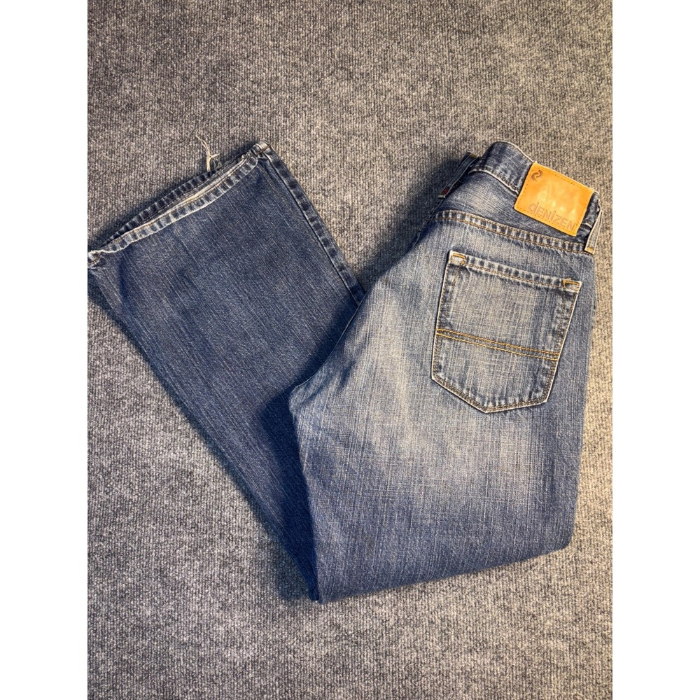 Denizen Low Bootcut Jeans Men 34x30 Blue Denim Regular Fit Whiskered Medium Wash